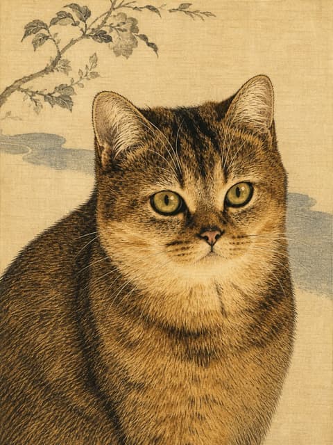 Marktportret: kat in de stijl Edo Print