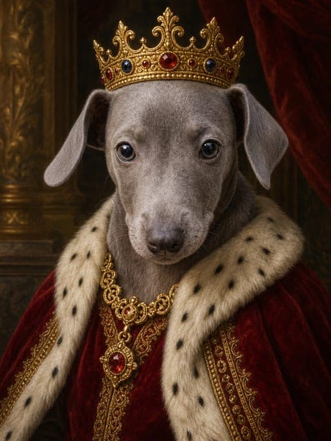 Marktportret: hond in de stijl The King