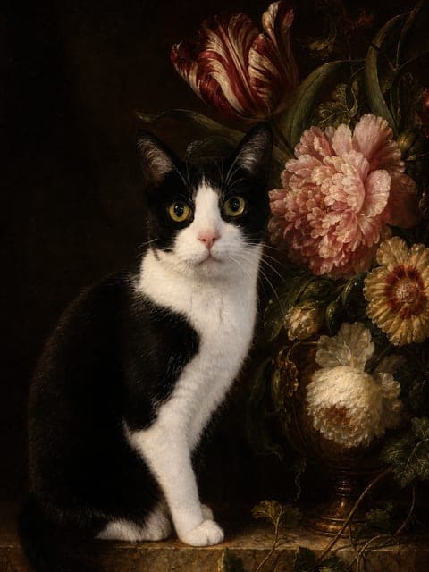 Marktportret: kat in de stijl Baroque Bouquet