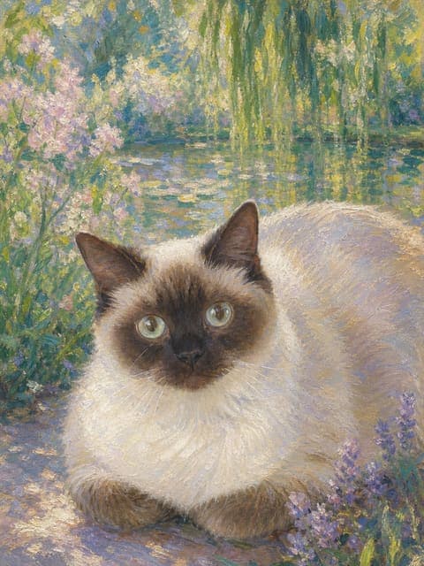 Marktportret: kat in de stijl Giverny Light