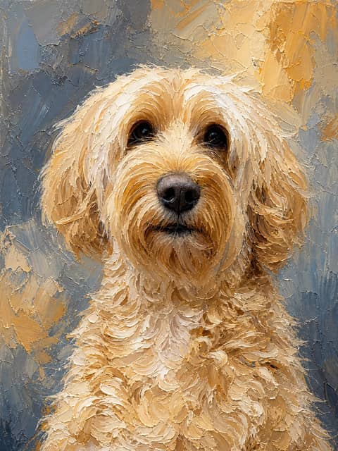 Marktportret: hond in de stijl Loaded Knife