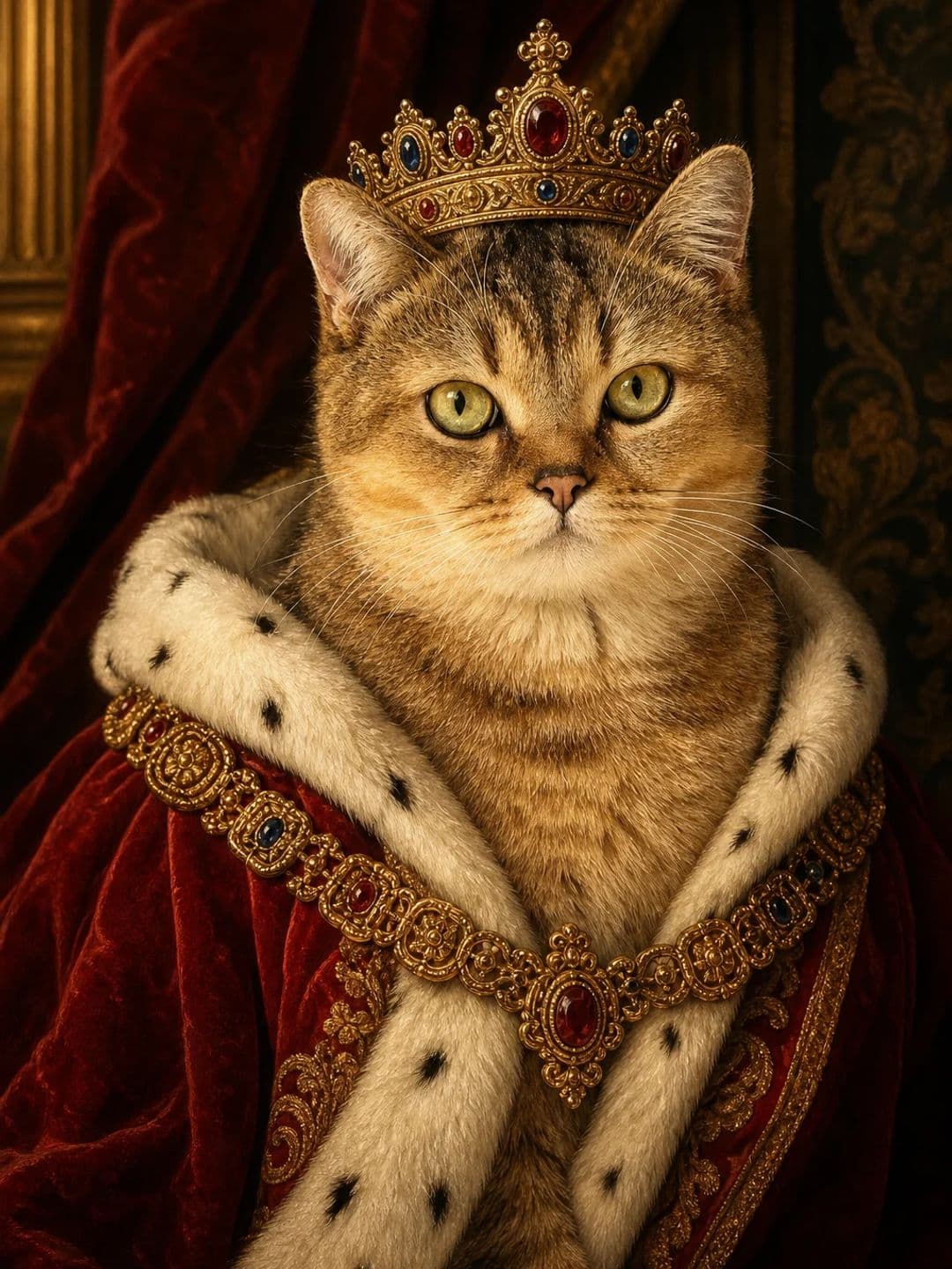 Kattenportret in de stijl The King